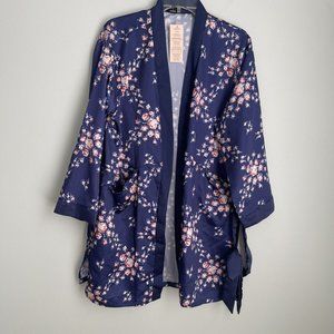Morgan Lane x Fab Fit Fun Navy Floral Allie Satin Robe